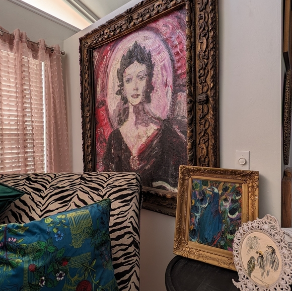 Oil on canvas peacock painting by Hunt Slonem.  11" x 14".  Painted 2011. - Picture 11 of 15